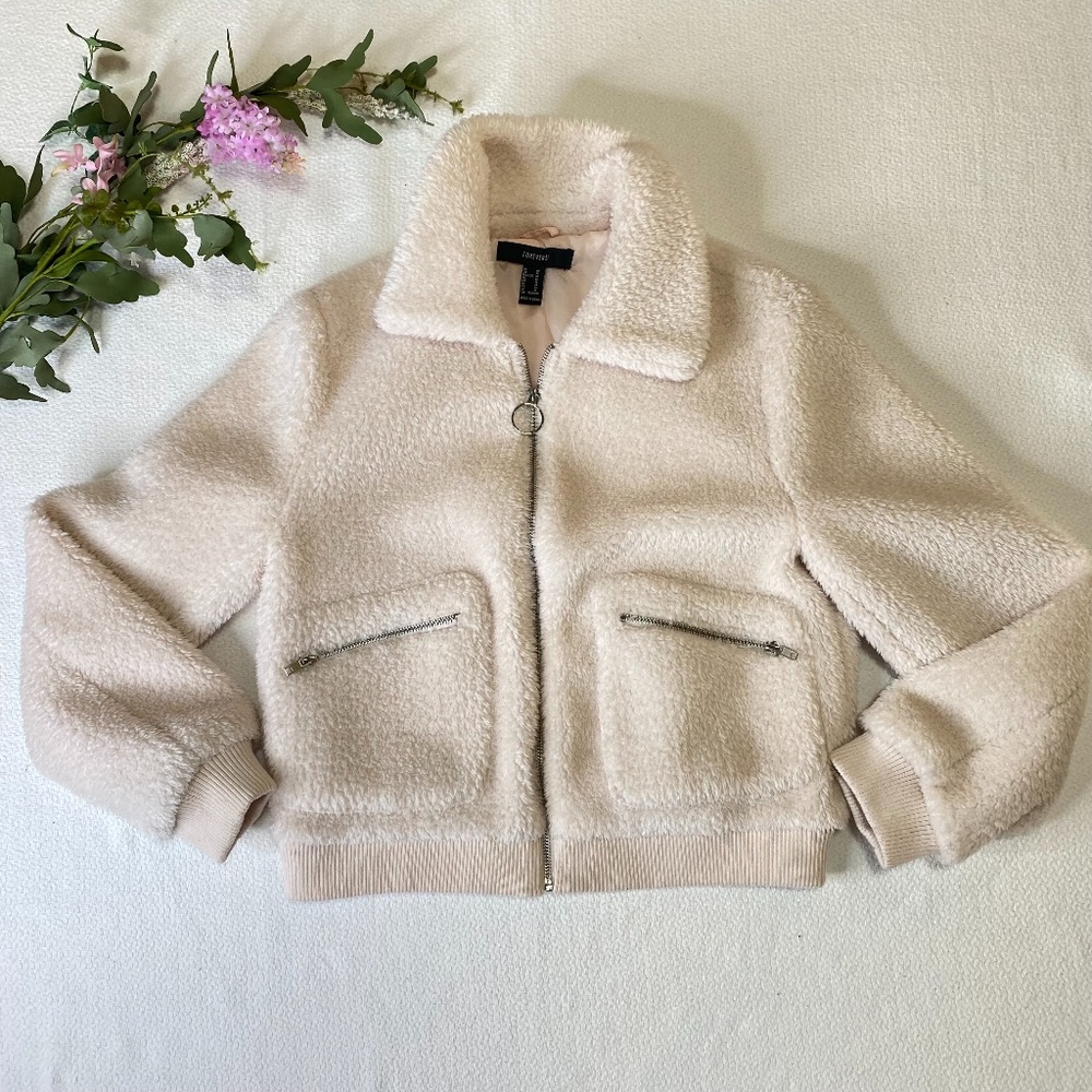 Forever 21 Pink Teddy Jacket Size M